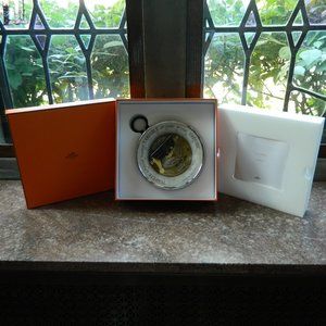 Hermès Black and Multicolor Swift Leather & Metal Aneroid Halosteric Barometer